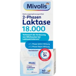 Mivolis Lactase 18000 2-Phase Tablets – High-Dose Lactase Enzyme Support for Lactose Intolerance