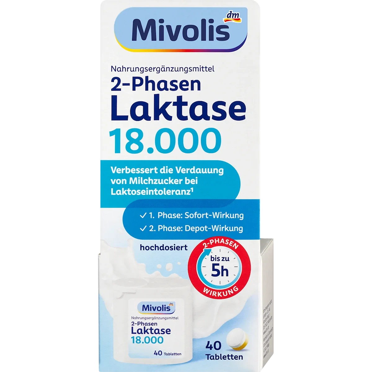 Mivolis Lactase 18000 2-Phase, 40 Tablets Mivolis Lactase 18000 2-Phase Tablets – High-Dose Lactase Enzyme Support for Lactose Intolerance