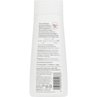 Sebamed Anti-Dandruff Shampoo PLUS back label ingredients & usage instructions