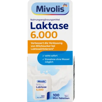 Mivolis Lactase 6000, 100 Mini Tablets Mivolis Lactase 6000, 100 Mini Tablets Front