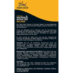 Tiger Balm Neck & Shoulder Balm, 50g Tiger Balm Neck & Shoulder Balm, 50g - Backside