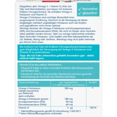 Doppelherz Omega-3 + Vitamin D3 for Kids, 27pc - Backside