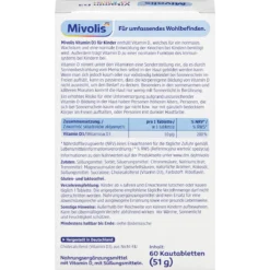 Mivolis Vitamin D3 Chewable Tablets for Children nutrition facts and dosage information
