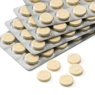 Close-up of Mivolis Vitamin D3 chewable tablets for children