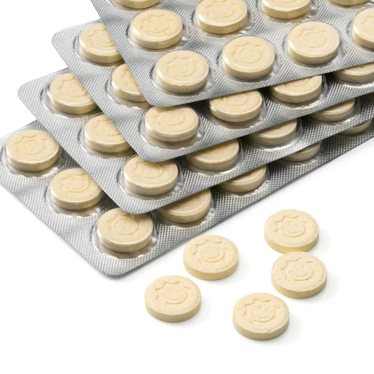 Close-up of Mivolis Vitamin D3 chewable tablets for children