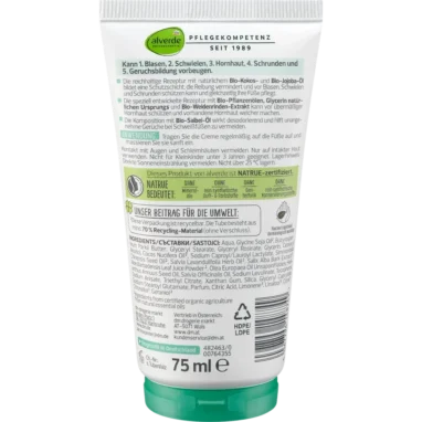 Alverde Foot Cream 5in1 Sage & Willow Bark, 75ml - Backside