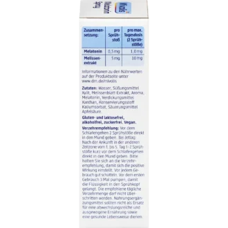 Mivolis Melatonin Spray, 25ml Melatonin spray dietary supplement for relaxation and nighttime routine ingredients