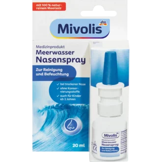 Mivolis Seawater Nose Spray, 20ml Mivolis Sea Water Nasal Spray 20 ml with isotonic sea salt solution for dry nasal passages