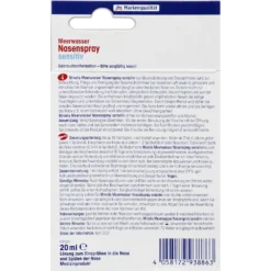 Mivolis Seawater Nose Spray Sensitive, 20ml Mivolis Seawater Nose Spray Sensitive, 20ml - Backside