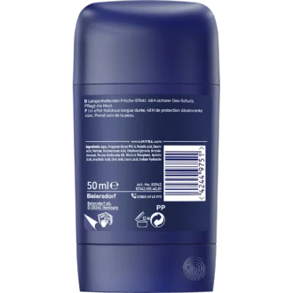 Back label showing full ingredient list on the deodorant