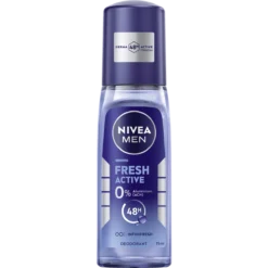 NIVEA MEN Fresh Active Deodorant Pump Spray 75 ml with 48-hour aluminum-free odor protection