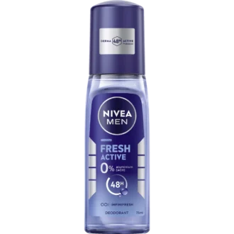 Nivea Men Fresh Active Deodorant Atomizer, 75ml NIVEA MEN Fresh Active Deodorant Pump Spray 75 ml with 48-hour aluminum-free odor protection