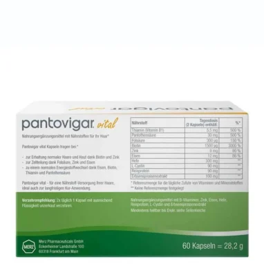 Pantovigar® vital package back label