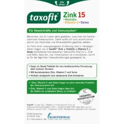 Taxofit Zinc + Histidine + Vitamin C + Selenium, 40 Tablets - Backside