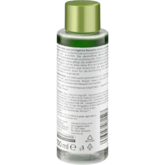 alverde 2-Phase Make-Up Remover – back view showing ingredients and usage instruction