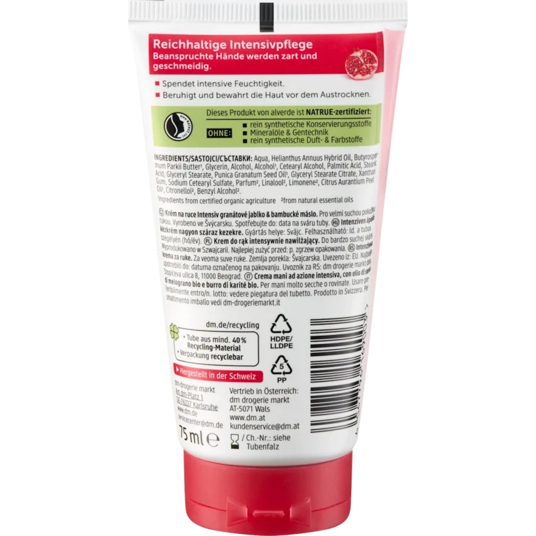 alverde hand cream ingredients mineral oil free silicone free formula