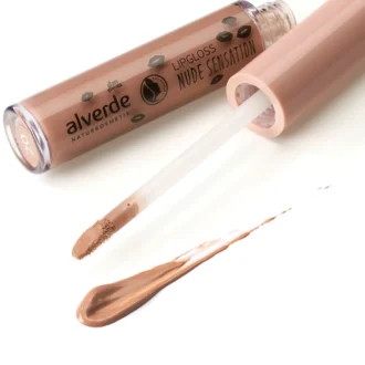 Alverde Lipgloss Nude Sensation 20 – close-up of glossy texture with nourishing oils
