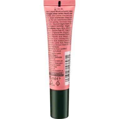Alverde Liquid Blush 20 Desert Rose, 15 ml Alverde Liquid Blush 20 Desert Rose, 15 ml - Backside