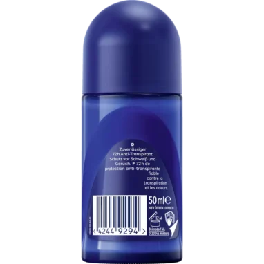 Back side of NIVEA Dry Impact Roll-On showing ingredient list and label