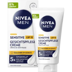 NIVEA MEN Sensitive Face Cream SPF 15 front packaging daily moisturizer for men