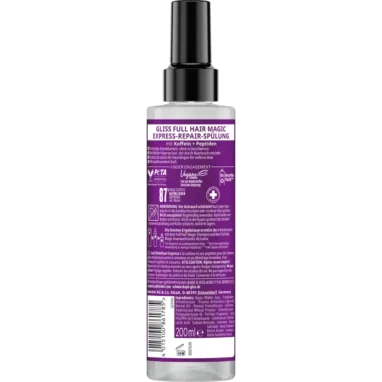 Schwarzkopf Gliss Full Hair Magic Express-Repair Conditioner usage directions and ingredients