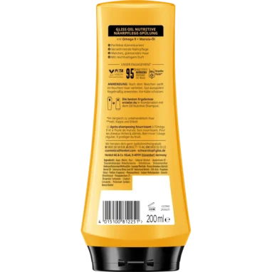 Schwarzkopf Gliss Oil Nutritive Conditioner label with ingredients and instructions