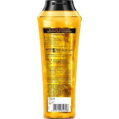 Gliss Oil Nutritive Shampoo back label ingredients and directions