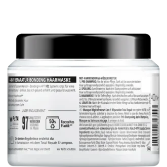 Schwarzkopf Gliss 4in1 Total Repair Hair Mask ingredients and usage instructions