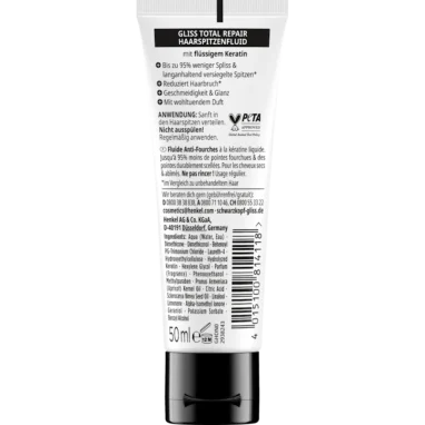Schwarzkopf Gliss Total Repair Hair Tip Fluid 50 ml - Ingredients and usage instructions