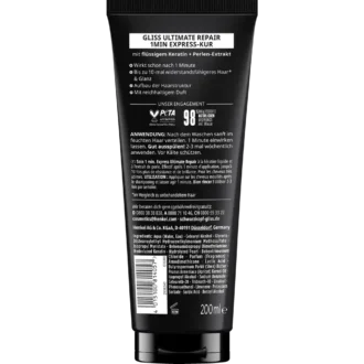 Schwarzkopf Gliss Ultimate Repair 1-Minute Express Treatment ingredients and usage instructions