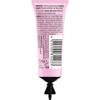 Schwarzkopf Gliss Liquid Silk SOS Hair Treatment, 15ml Back of Schwarzkopf SOS mask showing INCI and usage instructions