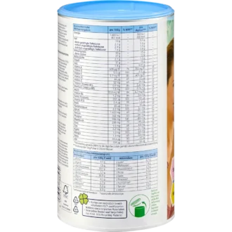 Back label of Mivolis Diet Shake Chocolate – nutrition facts and vitamin content