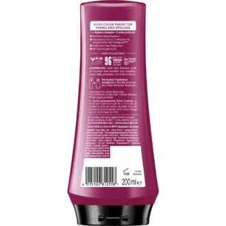 Schwarzkopf Gliss Colour Perfector Conditioner ingredients & usage instructions label