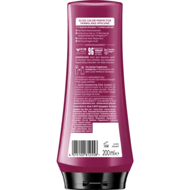 Schwarzkopf Gliss Color Perfector Conditioner, 200ml Schwarzkopf Gliss Colour Perfector Conditioner ingredients & usage instructions label