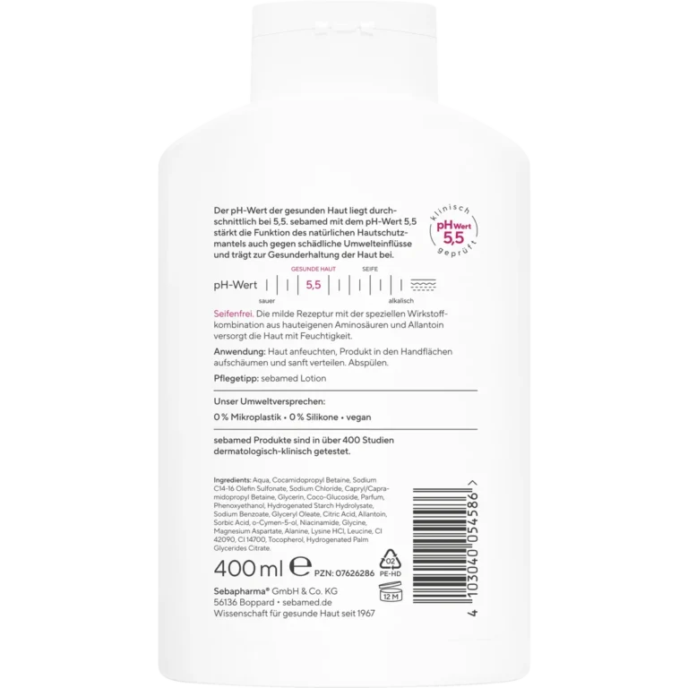 Sebamed Fresh Shower Gel, 400ml - Backside Ingredients