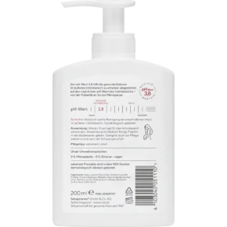 Sebamed Intimate Wash Gel back label showing ingredients and usage