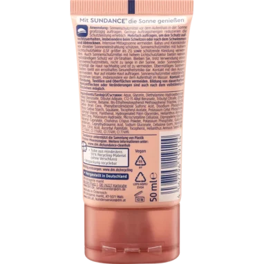 Sundance Tinted Sun Fluid SPF 50+, 50 ml Sundance Tinted Sun Fluid SPF 50+, 50 ml - Backside