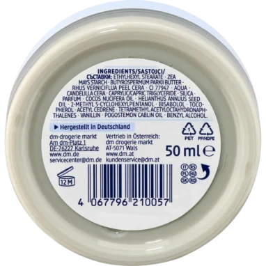 Balea Deo Cream Sensitive, 50ml - Backside