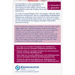 Doppelherz Iodine, Iron, Folic Acid + B12, 30 Mini-Tablets - Backside