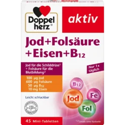 Doppelherz Iodine, Iron, Folic Acid + B12, 30 Mini-Tablets
