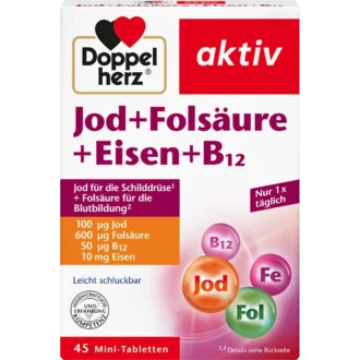 Doppelherz Iodine, Iron, Folic Acid + B12, 30 Mini-Tablets