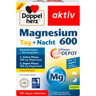 Doppelherz Magnesium 600 Day + Night Depot, 30 Tablets