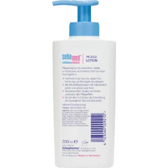 Sebamed Baby & Child Care Lotion back label ingredients and directions