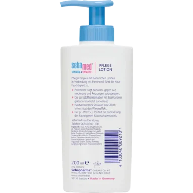 Sebamed Baby & Child Care Lotion back label ingredients and directions