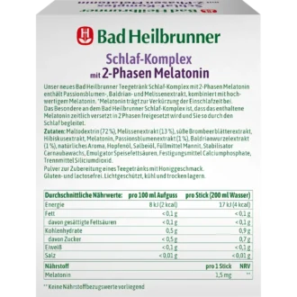 Bad Heilbrunner Sleep Complex Tea with 2-Phase Melatonin, 10 Sachets - Backside