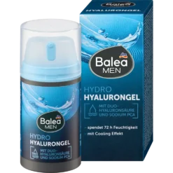 Balea MEN Hyaluron Hydrogel 75 ml front packaging men’s face hydration gel