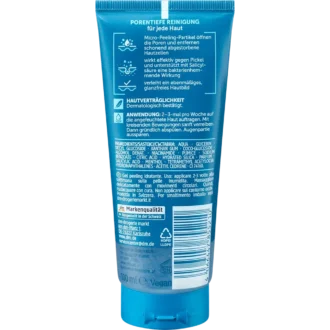 Balea MEN Hydro 3-in-1 Peeling Gel back label with ingredients and instructions