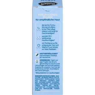 Balea MEN Serum Sensitive back label with ingredients and instruction