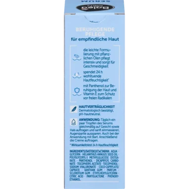 Balea Men Sensitive Serum, 30 ml Balea MEN Serum Sensitive back label with ingredients and instruction