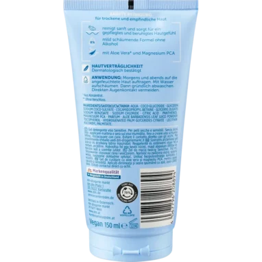 Balea Men Sensitive Wash Gel, 150 ml Balea MEN Wash gel Sensitive back label with ingredients and usage instructions
